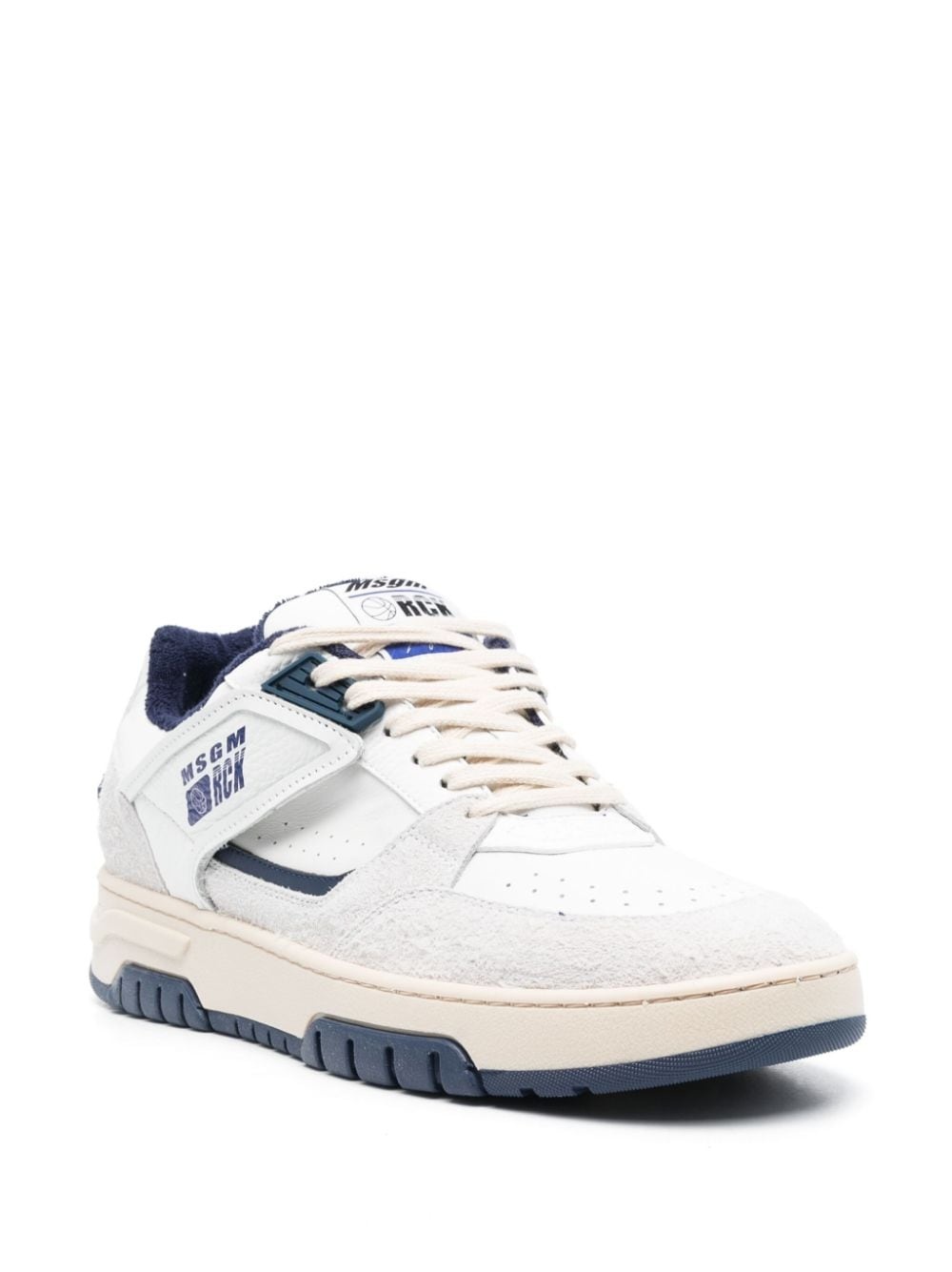 colour-block panelled leather sneakers - 2