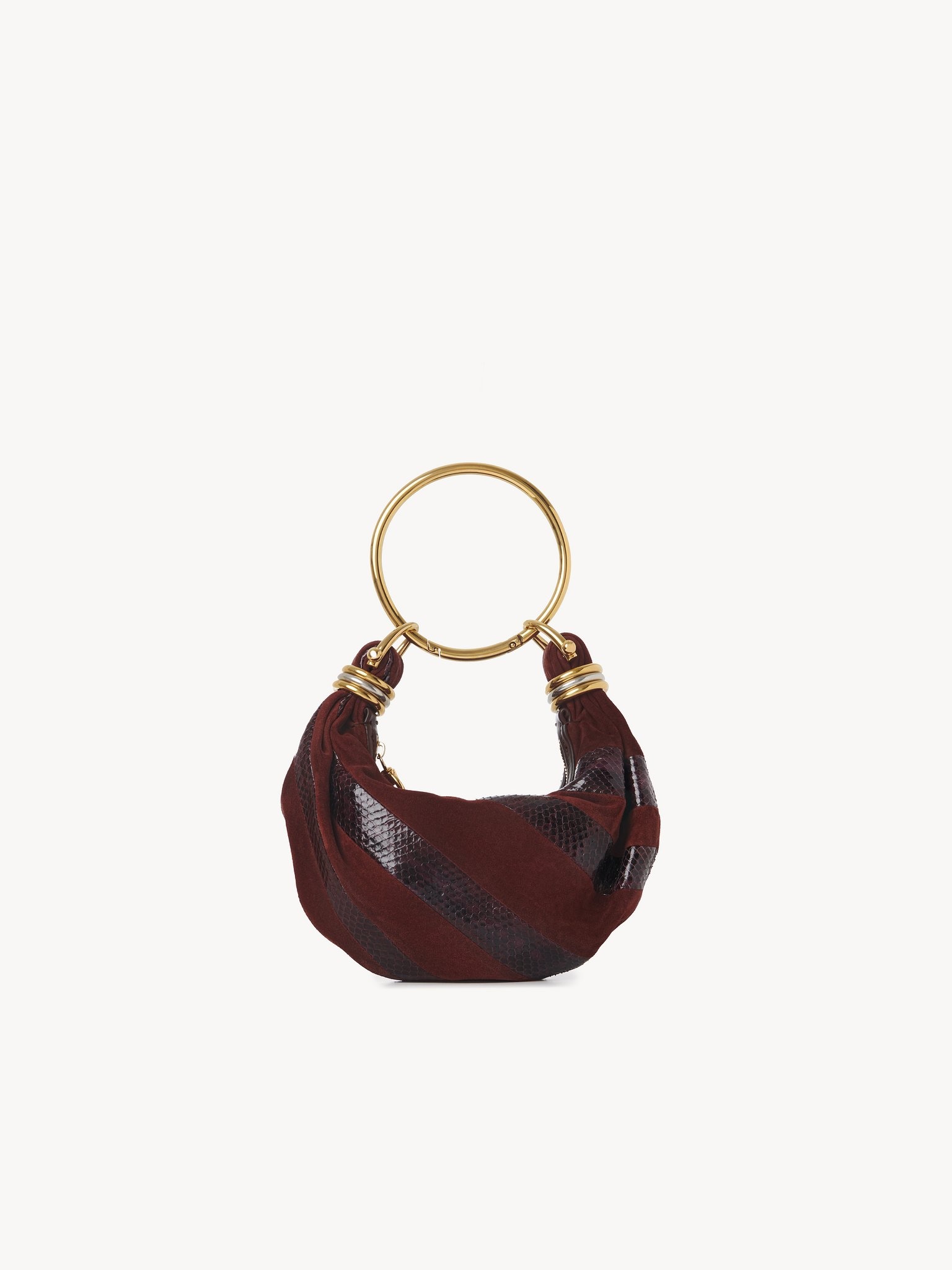 MINI BRACELET HOBO BAG IN SUEDE LEATHER & SNAKESKIN - 4