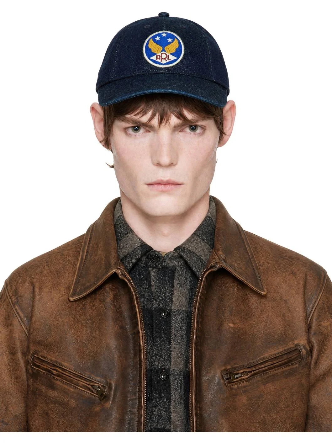 Indigo Winged-Logo Denim Ball Cap - 1