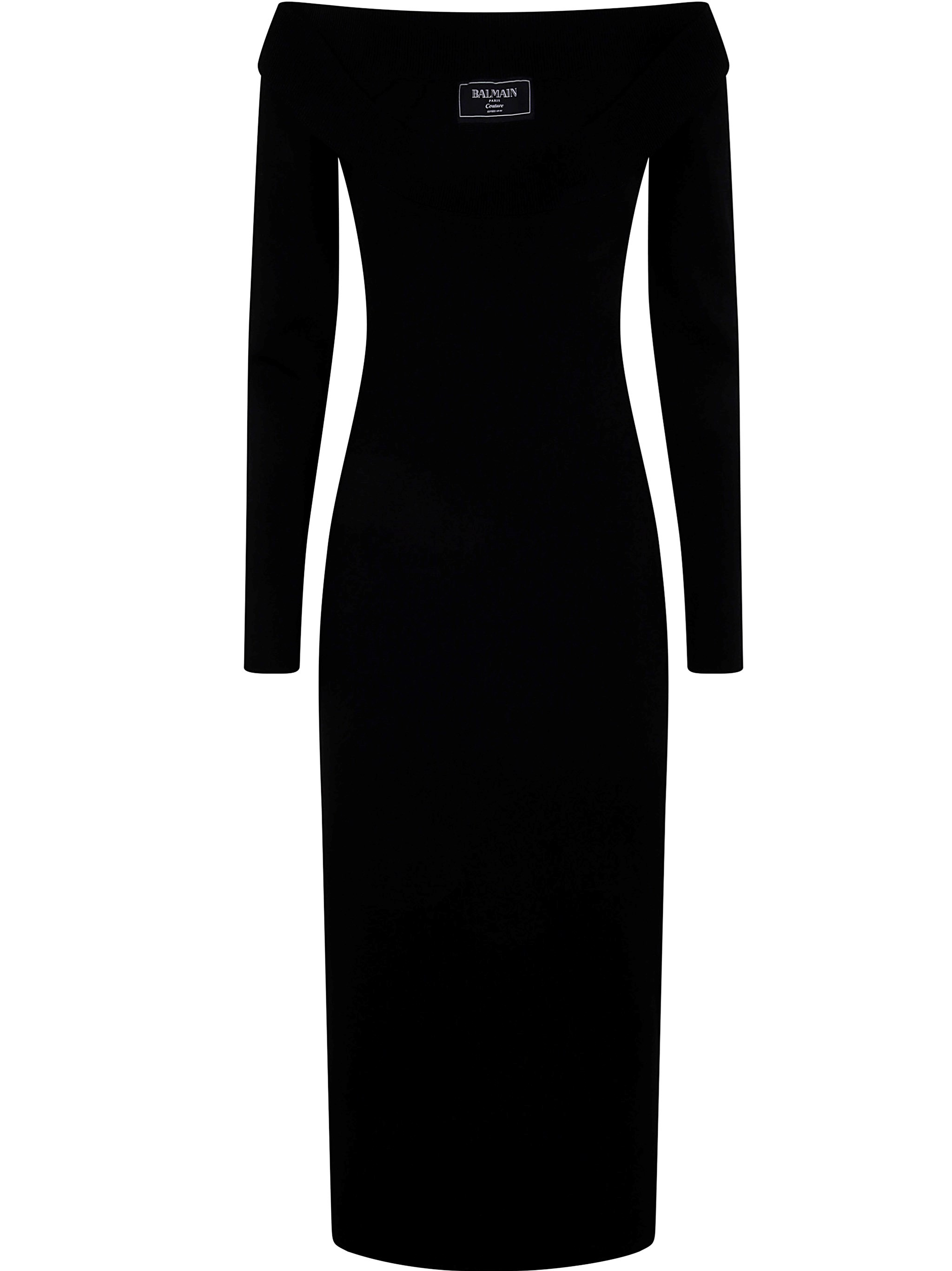 LS DOUBLE COLLAR KNIT ZIPPED MIDI DRESS - 1