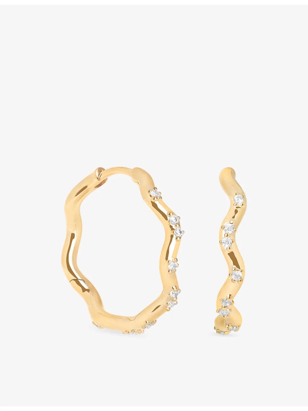 Ripple Crystal 18ct Gold-Plated Sterling Silver Hoop Earrings - 1