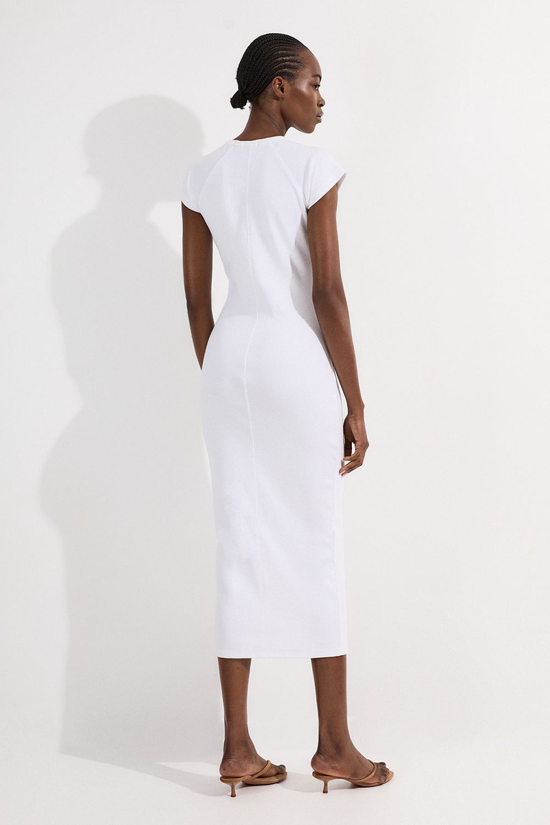 Compact Jersey Rib Cap Sleeve Maxi Dress 5