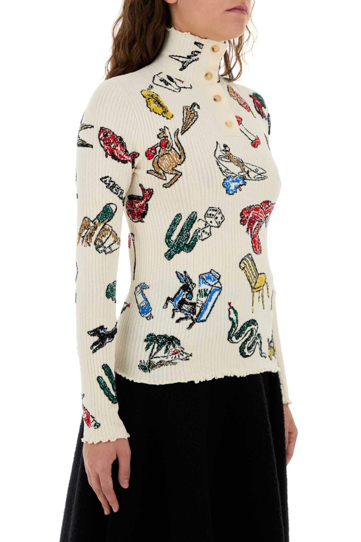 Bottega Veneta Women Embroidered Stretch Wool Blend Sweater - 3