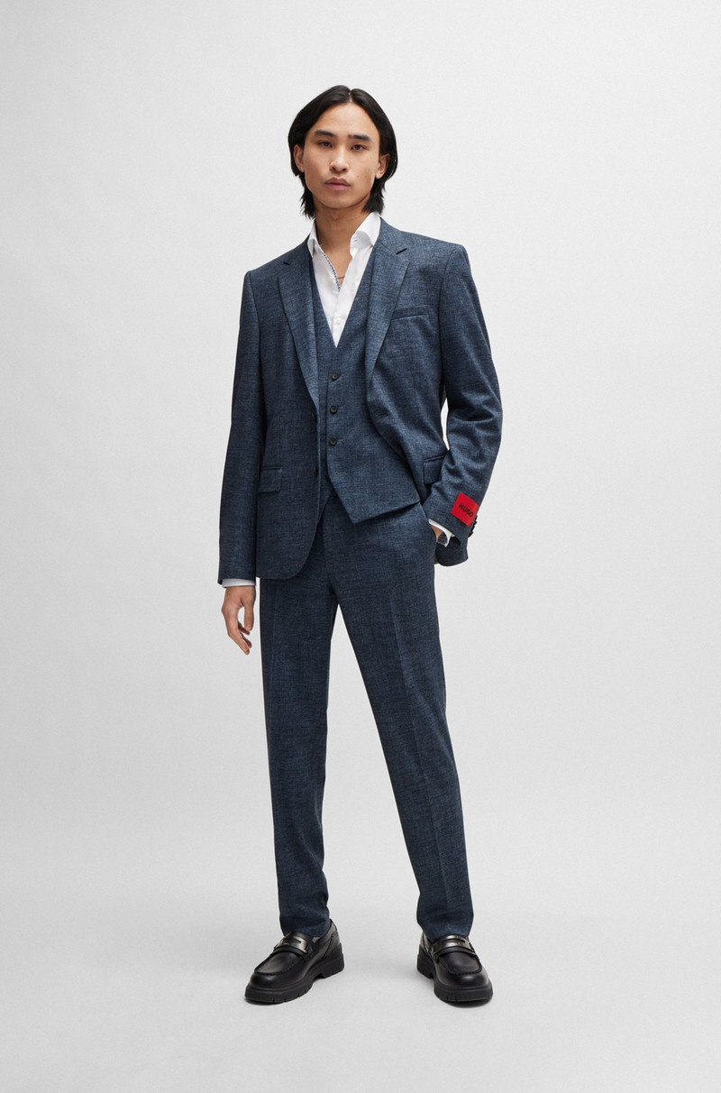 SLIM-FIT THREE-PIECE SUIT IN PERFORMANCE-STRETCH JERSEY 1
