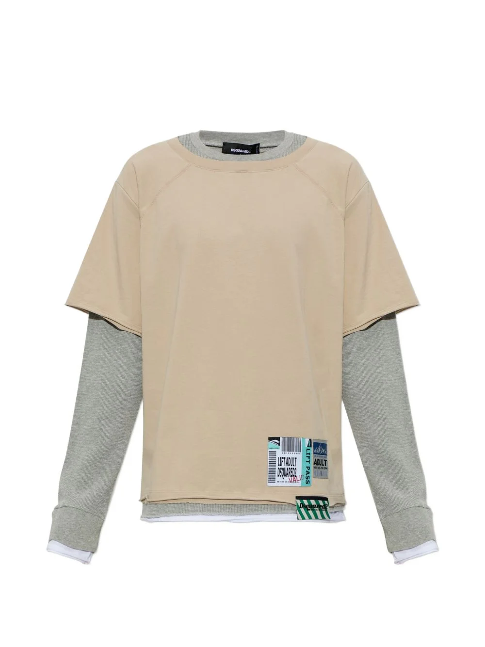 layered-effect logo-patch T-shirt - 1