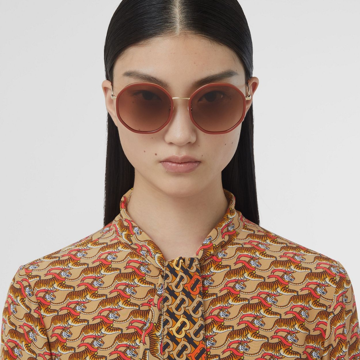Chain-link Detail Geometric Frame Sunglasses - 2