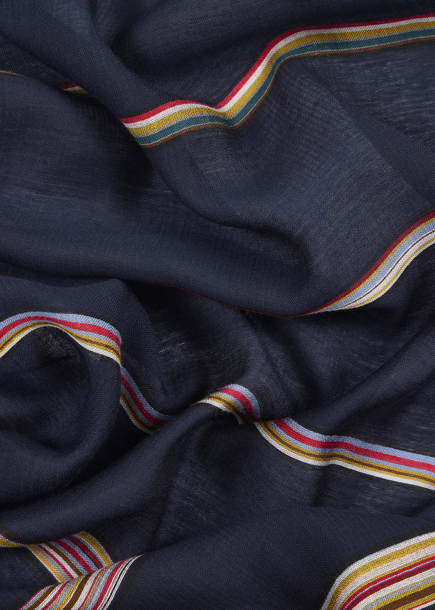 Navy Silk-Blend 'Signature Stripe' Scarf - 3