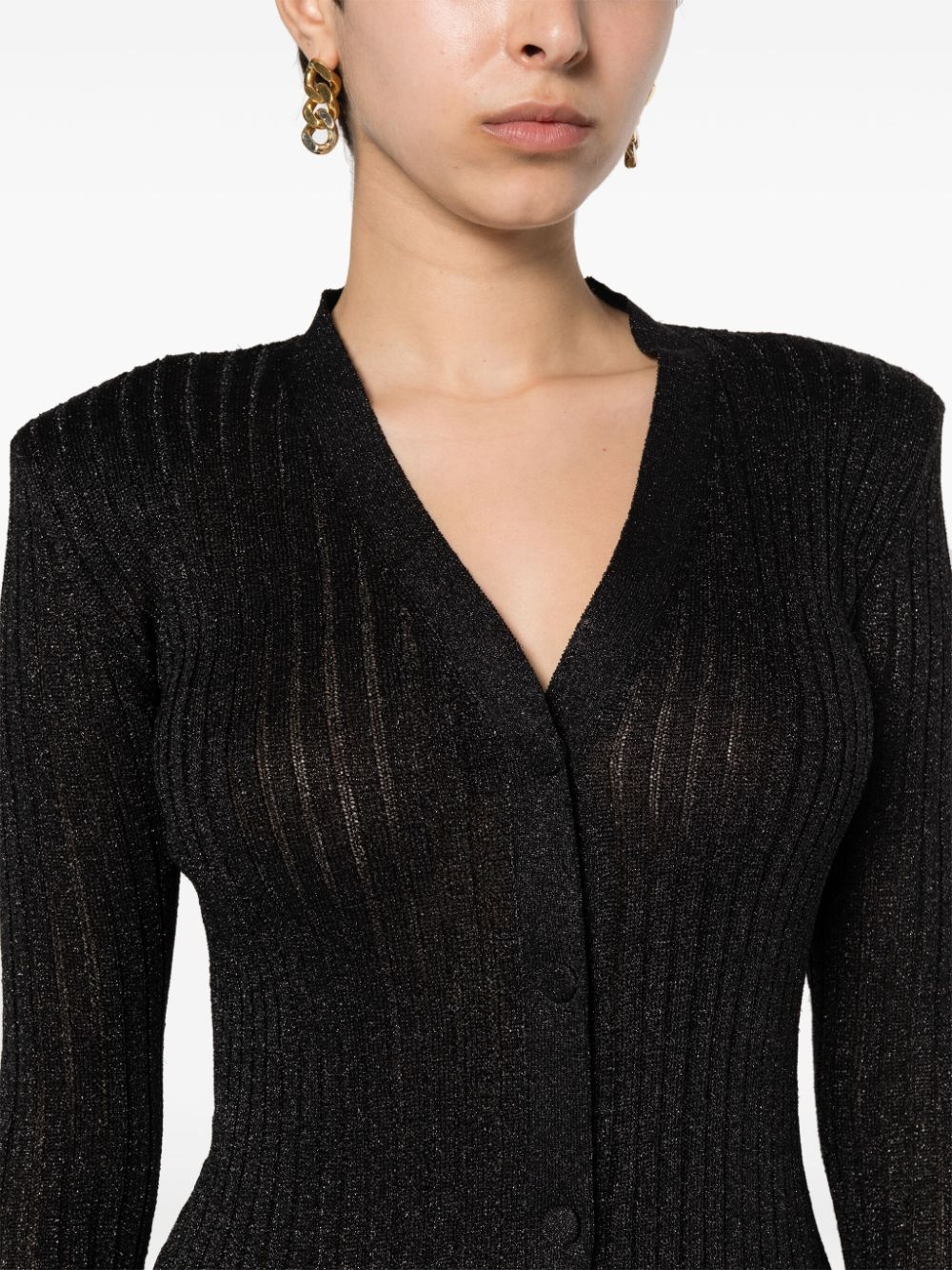metallic-threading knitted maxi dress - 5