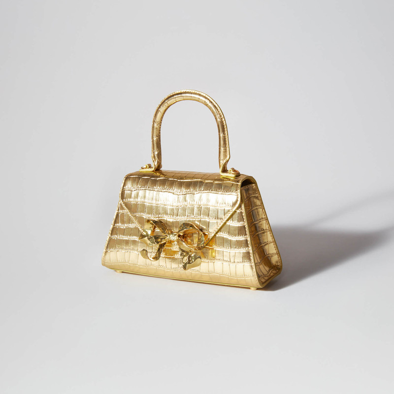 Gold Croc Bow Mini Envelope Bag 2