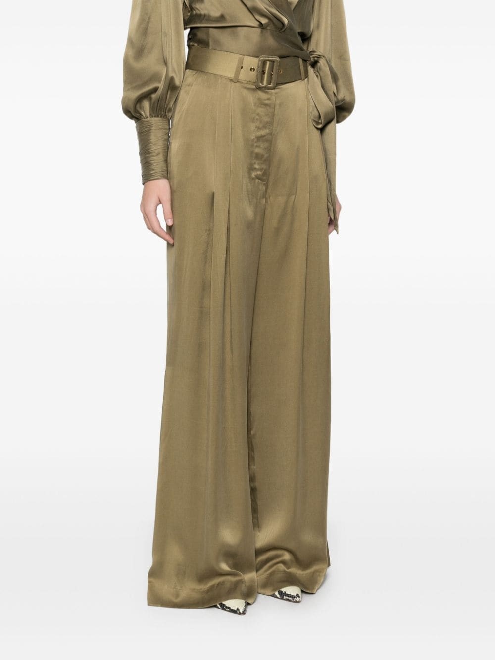 silk wide-leg trousers - 3