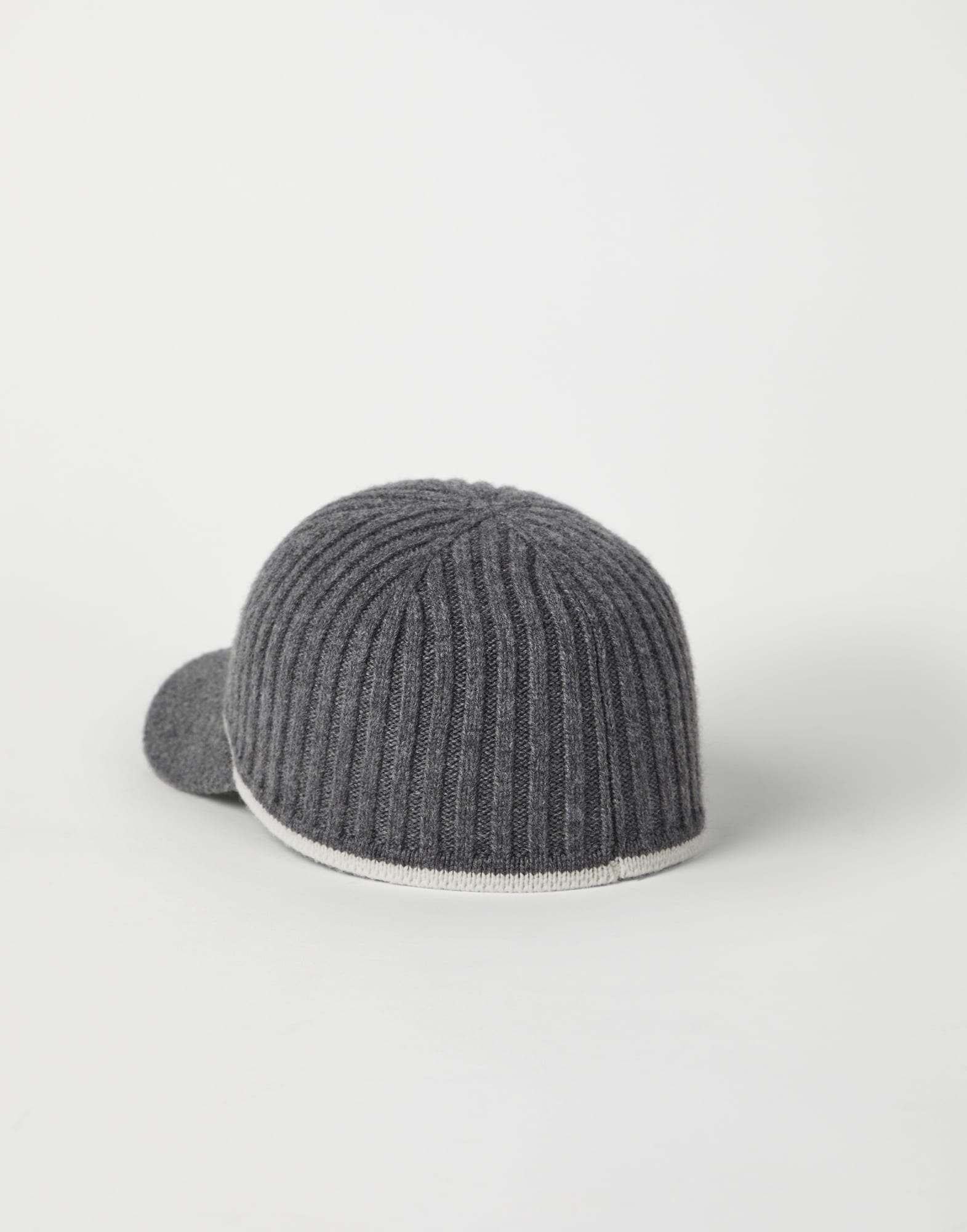 Virgin wool, cashmere and silk rib knit baseball cap with monili - 2