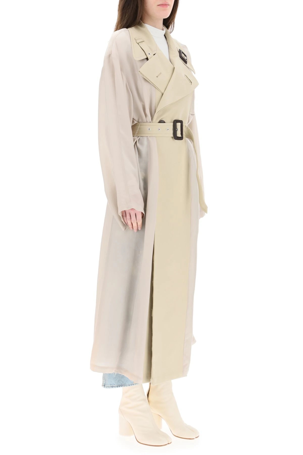 BI-MATERIAL TRENCH COAT - 3