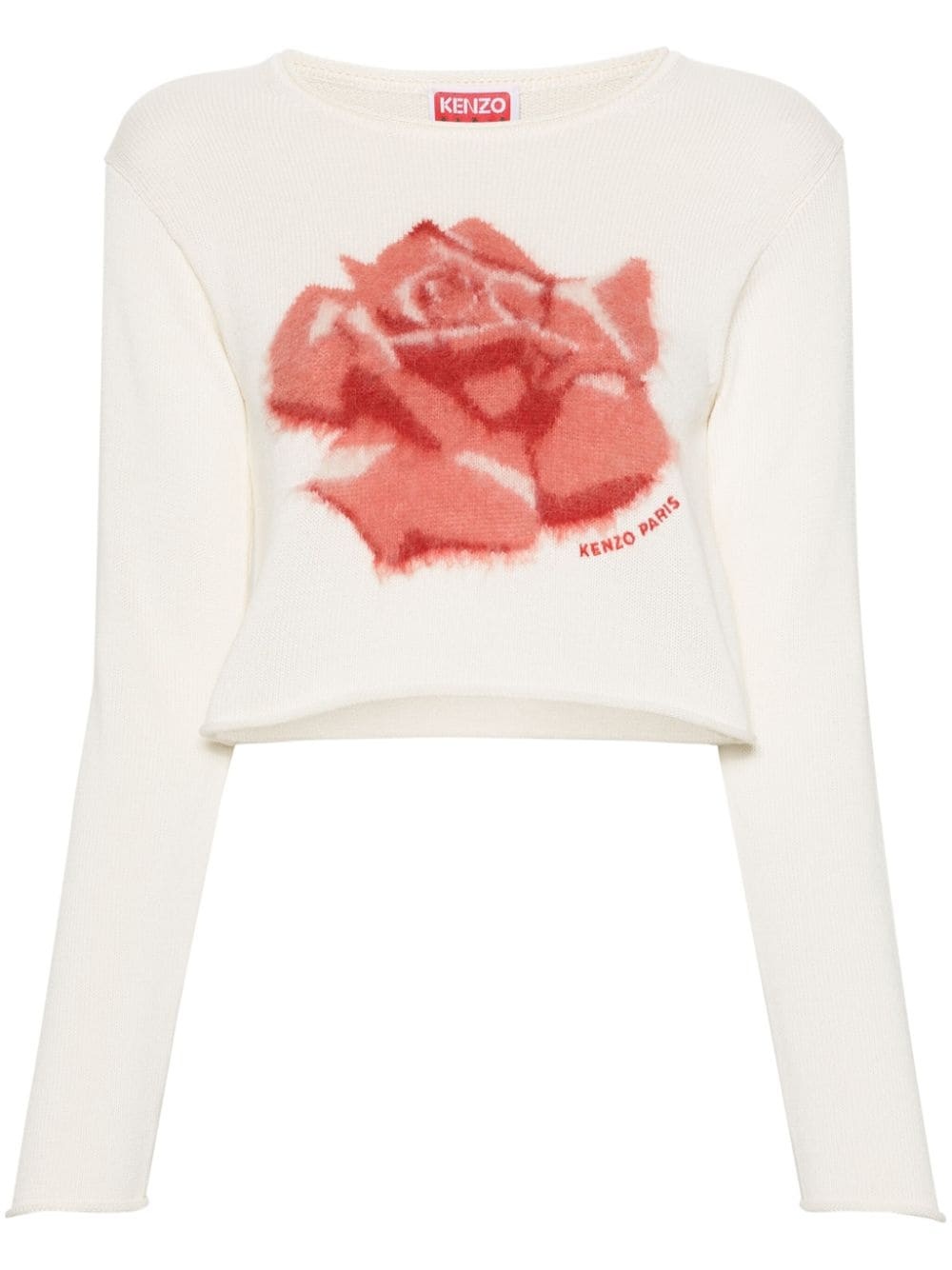 rose-intarsia cropped jumper - 1