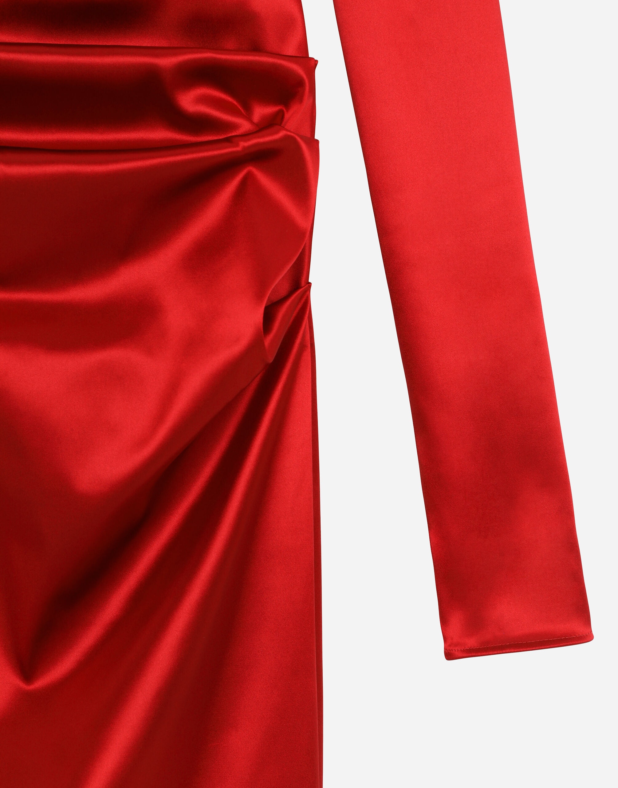 Satin draped calf-length dress - 9