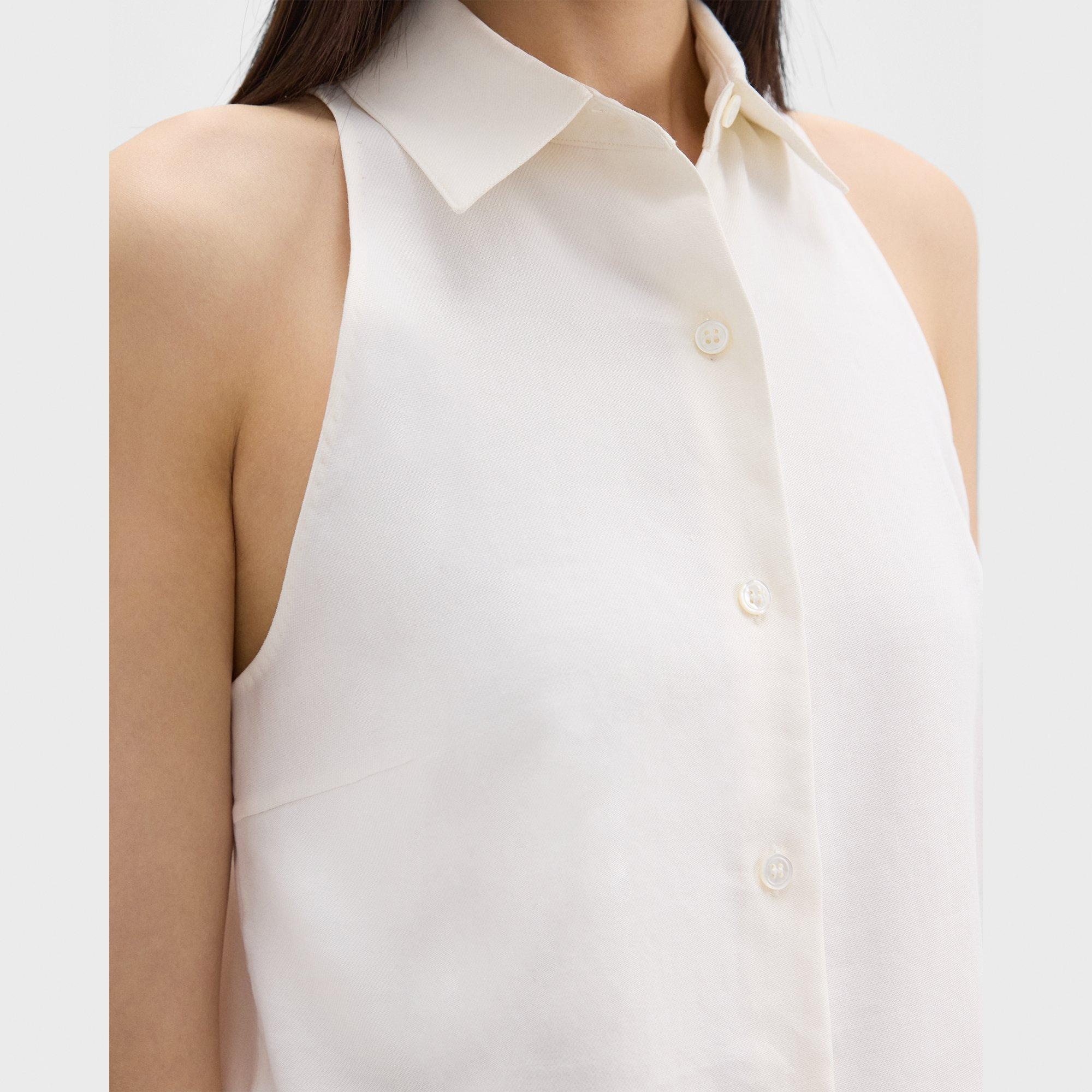 Halter Neck Shirt in Linen-Viscose - 5