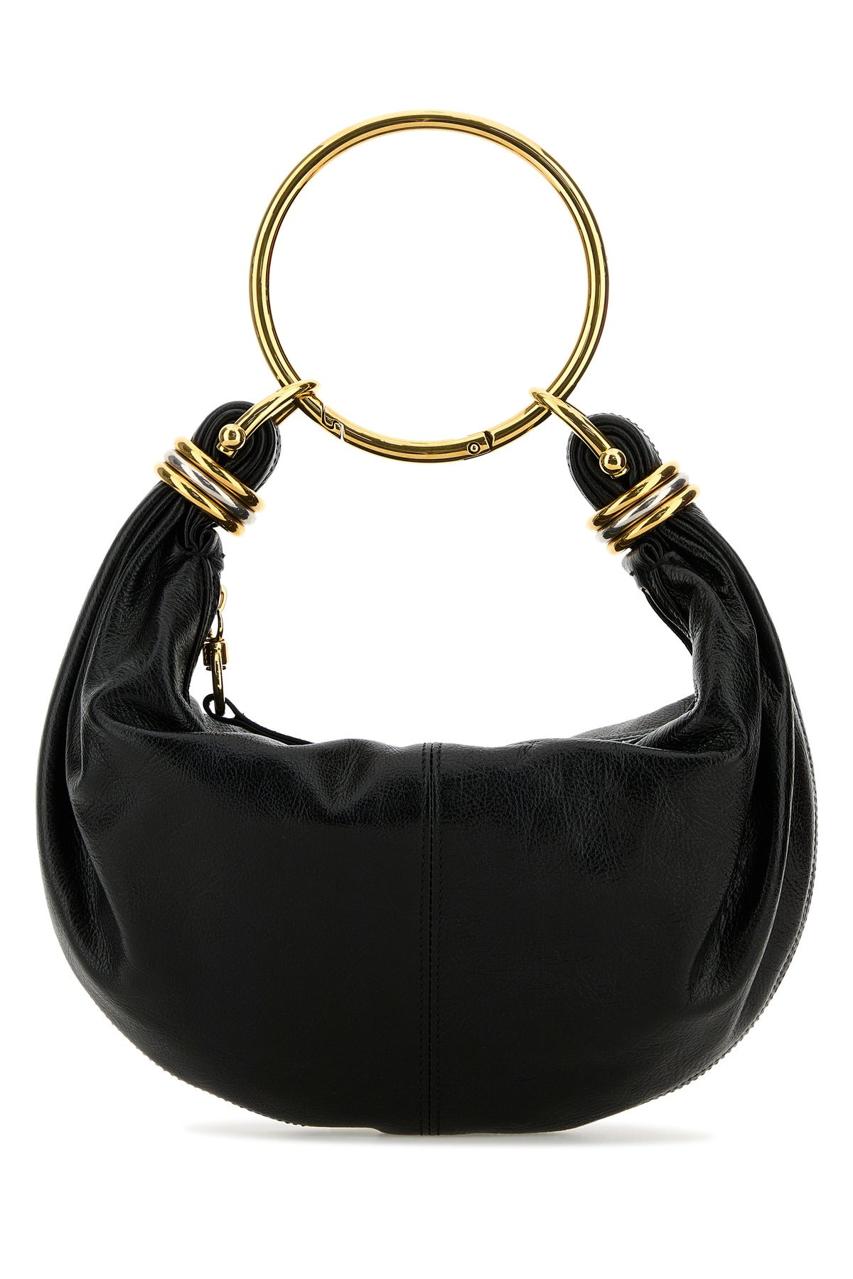 Black leather Bracelet handbag - 3