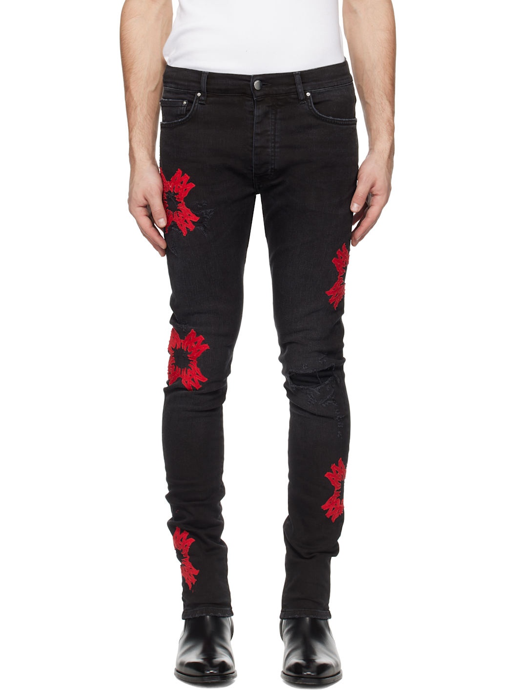 Black MA Quad Applique Jeans - 1