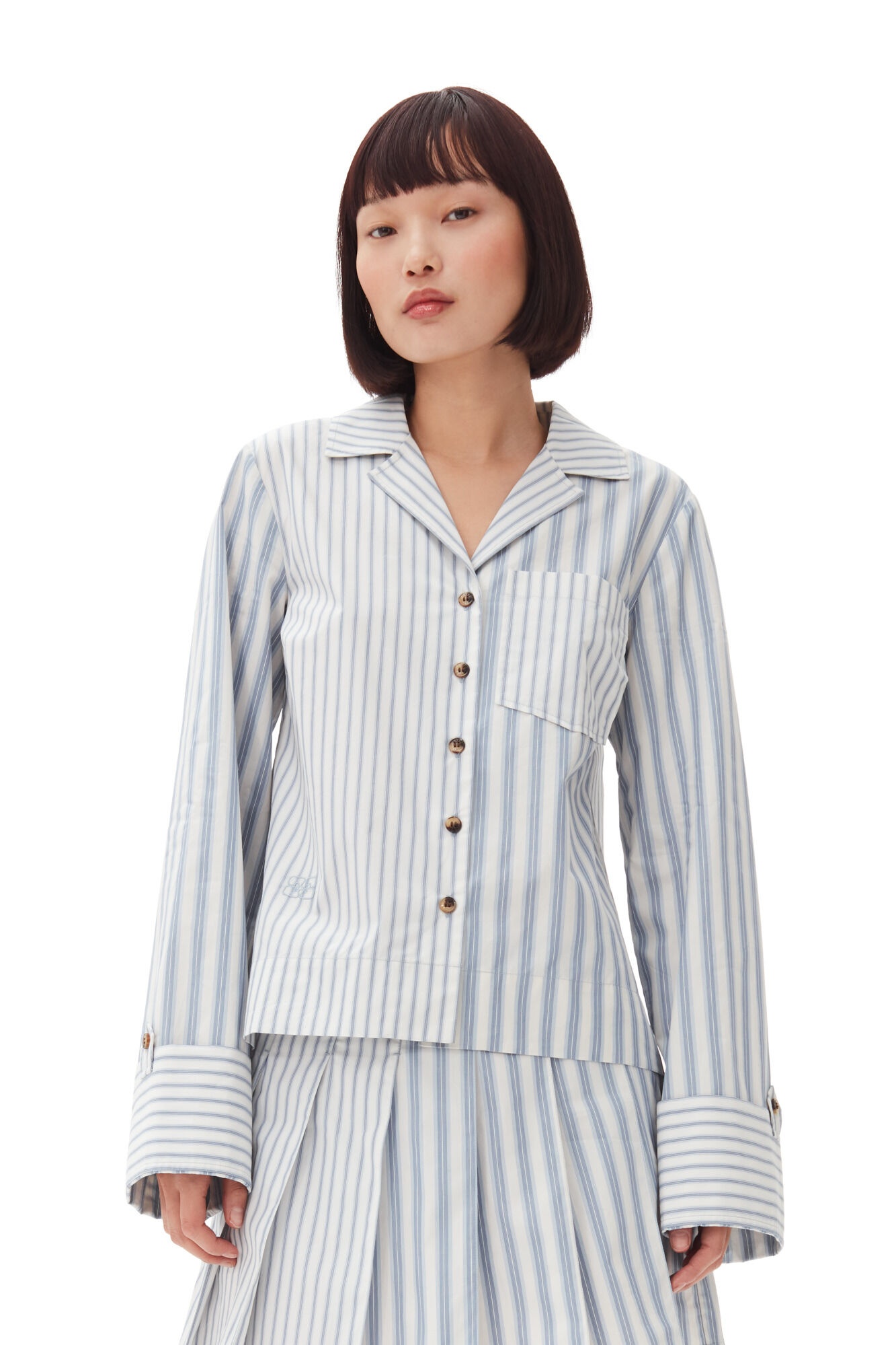 BLUE STRIPE COTTON SHIRT - 4