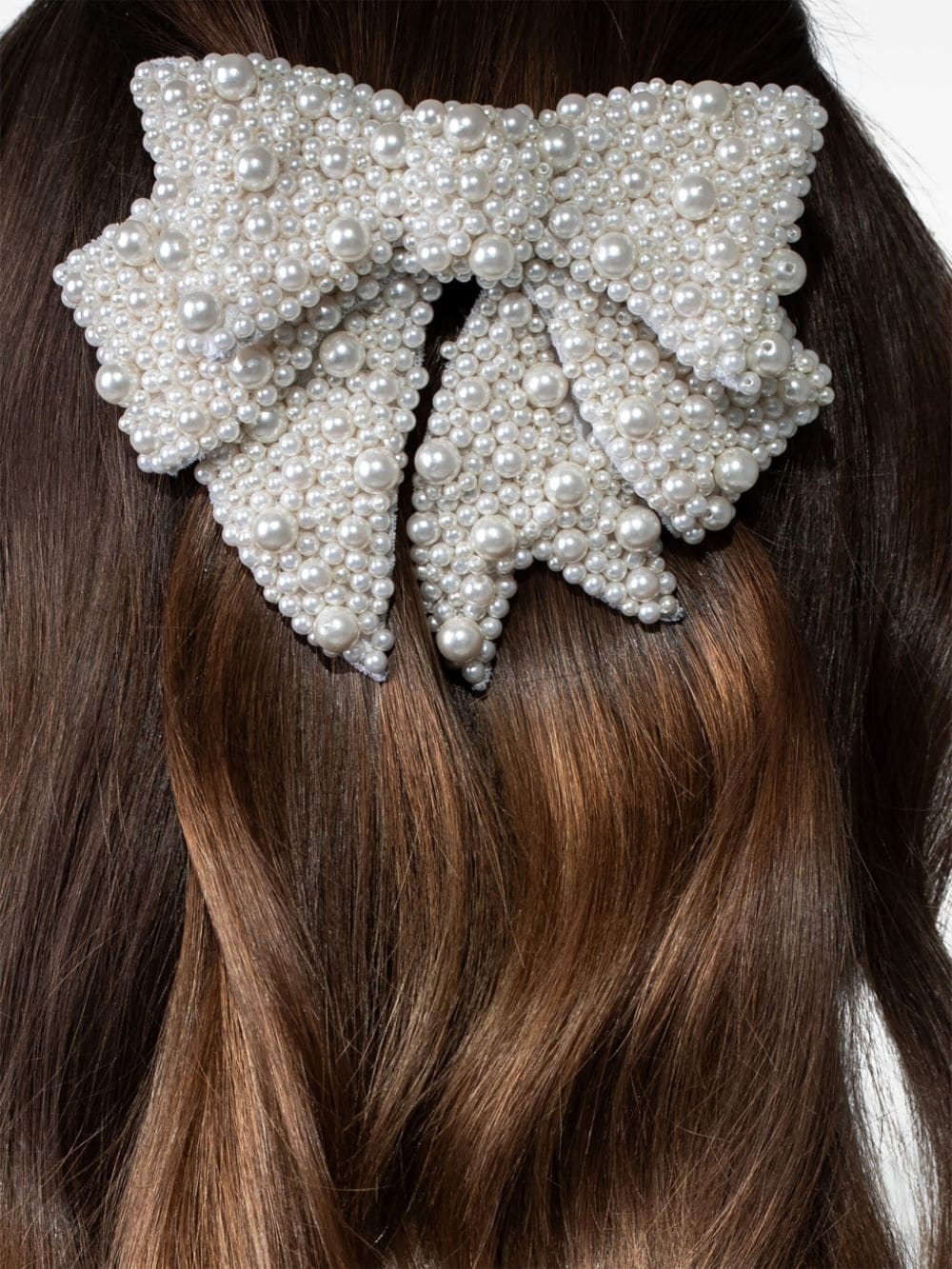 Bianca pearl embellished bow barrette - 3
