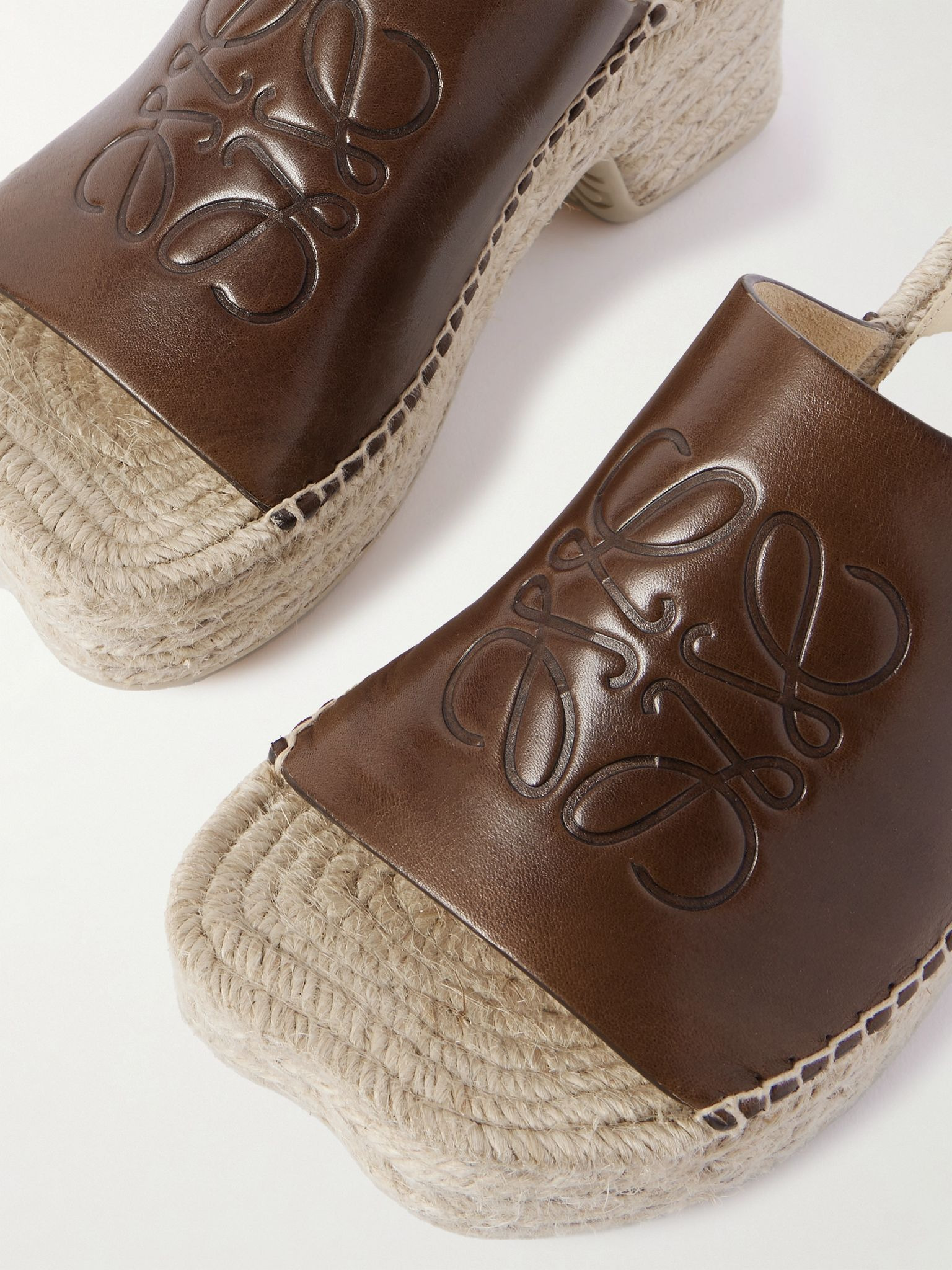 + Paula's Ibiza leather platform wedge sandals Brown - 4