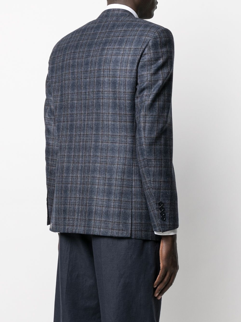 checked wool suit jacket - 4