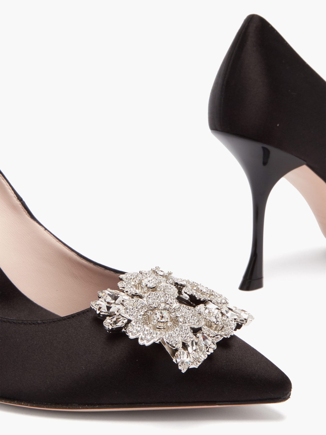 Bouquet crystal-embellished satin pumps - 6