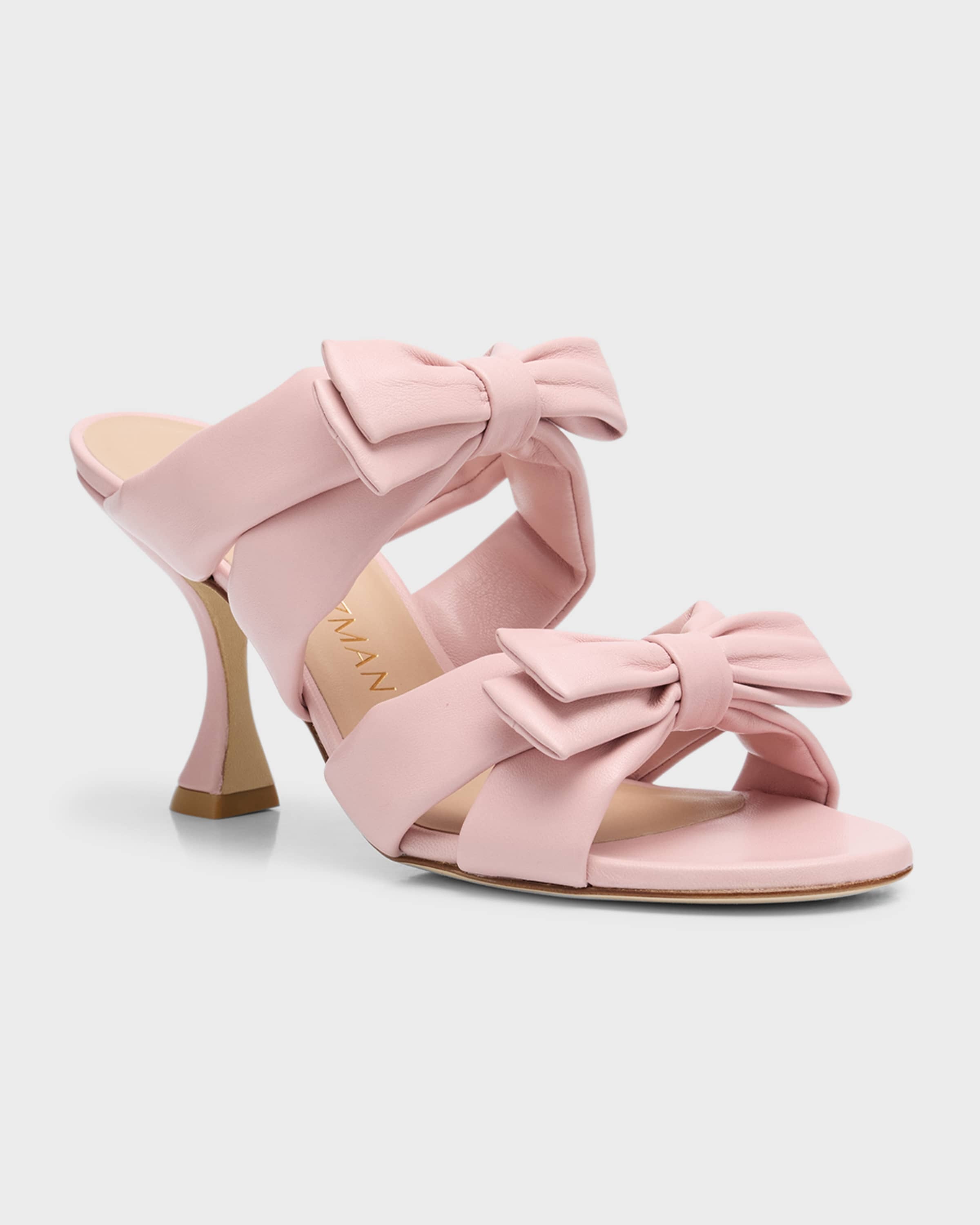 Sofia Leather Bow Slide Sandals - 5