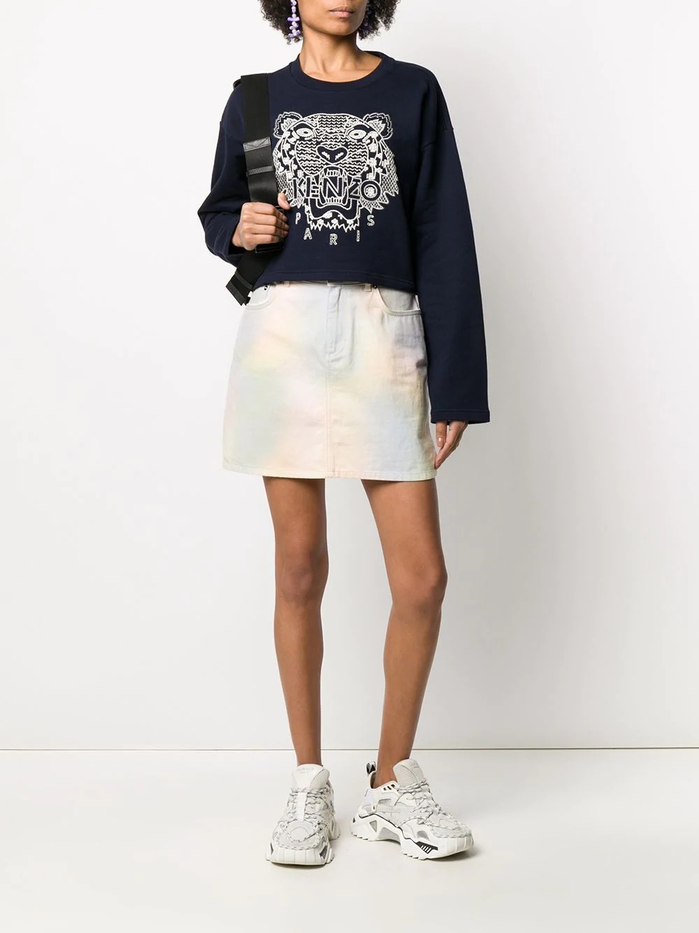 tiger-embroidered cropped sweatshirt - 2