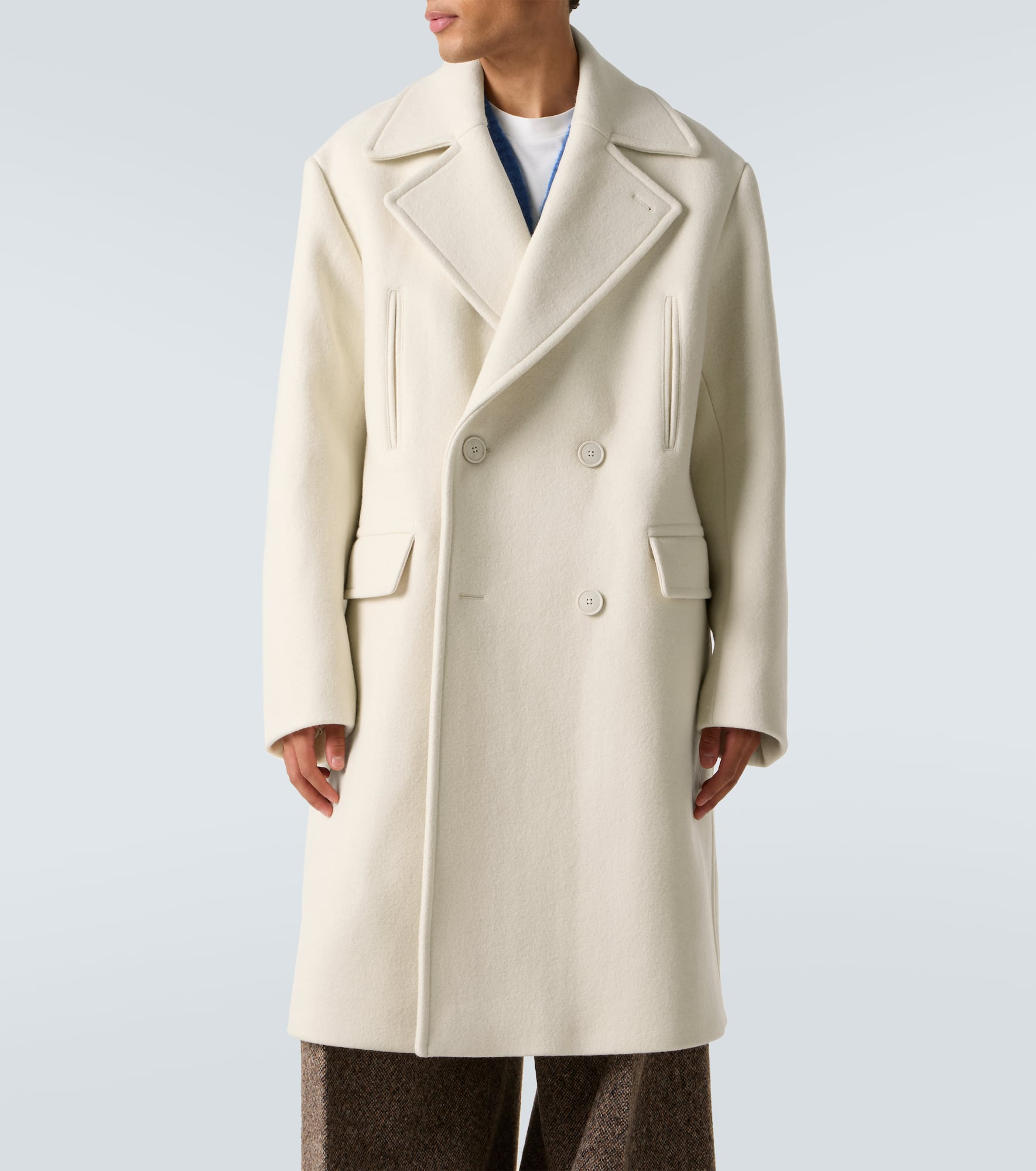 Double-breasted wool and cotton coat - 3
