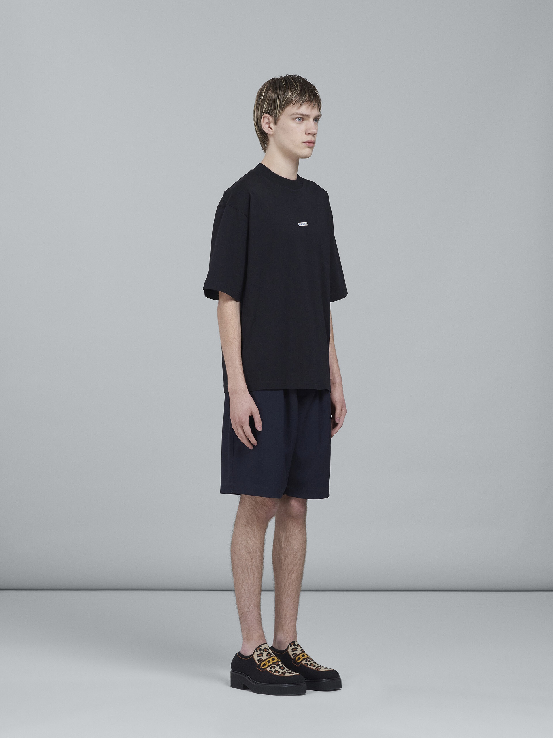 BLACK BIO COTTON JERSEY T-SHIRT - 5