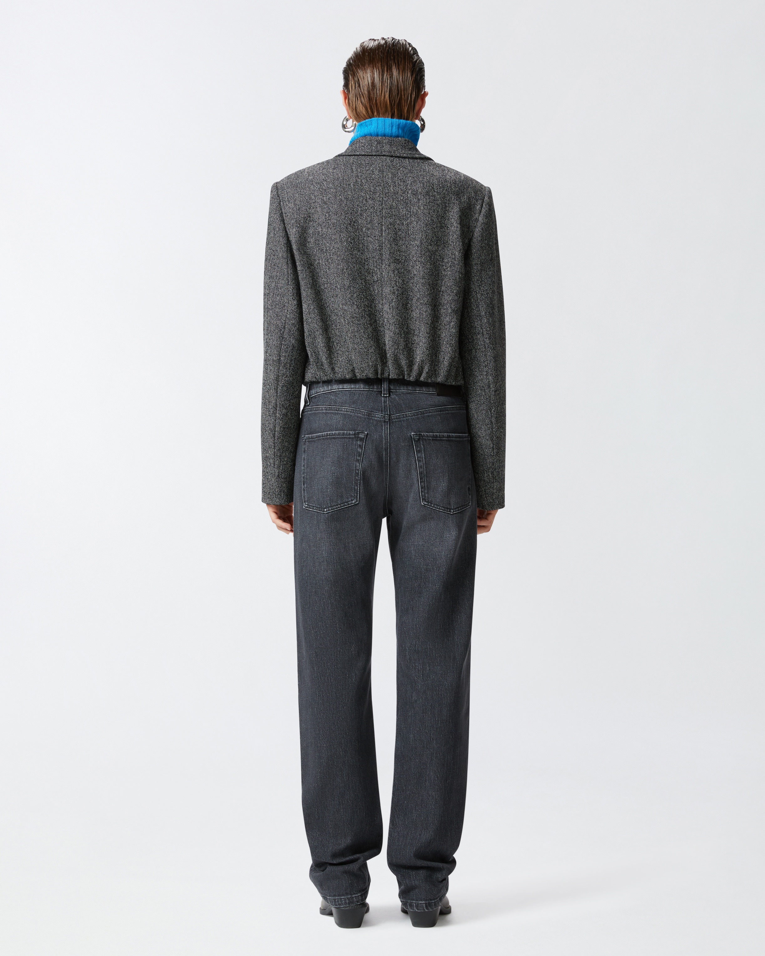SHORT JACKET WITH GEOMETRIC MIRROR-FINISH BUTTONS - 4
