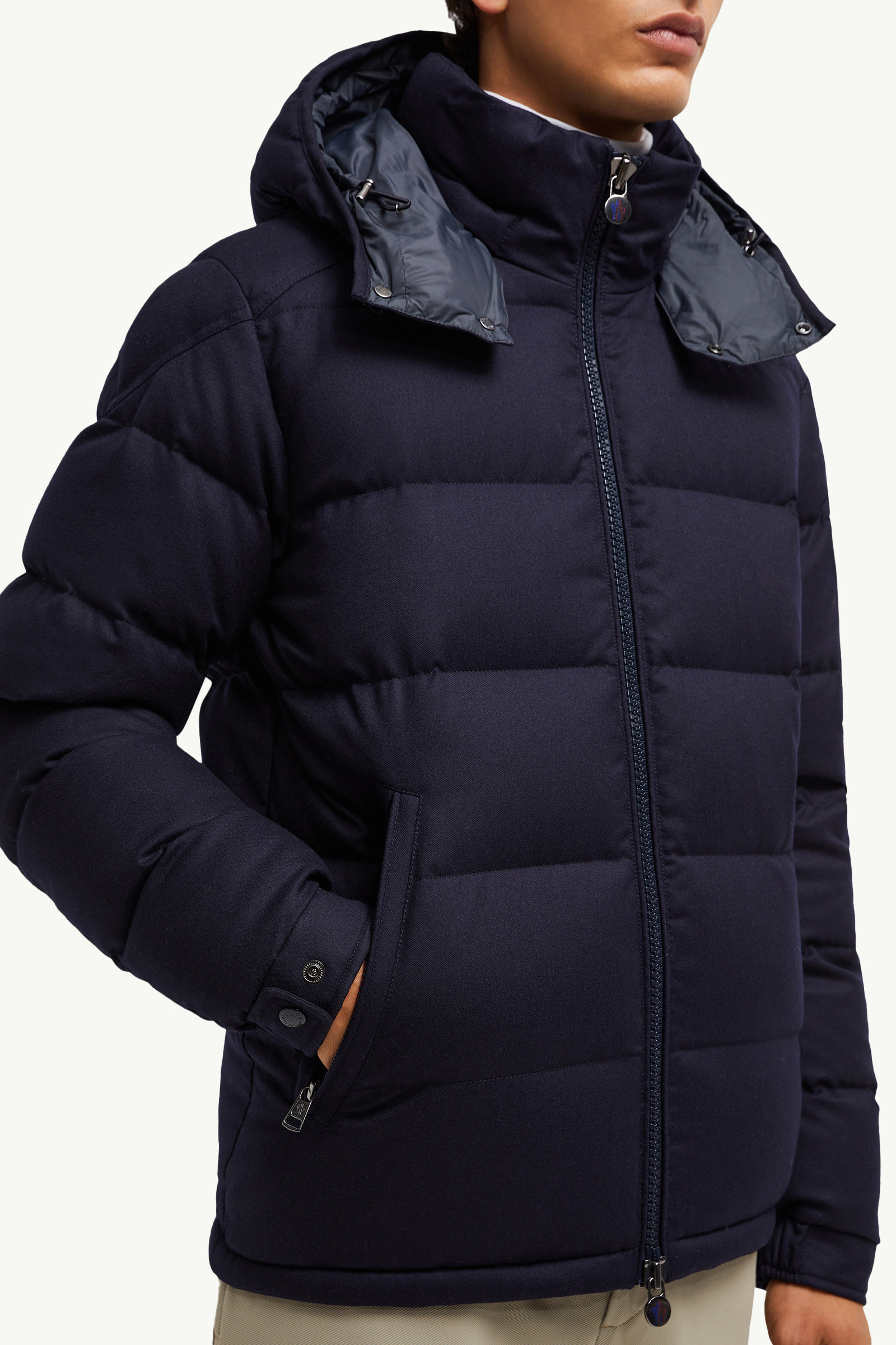 Montgenevre Hooded Wool Flannel Short Down Jacket - 6