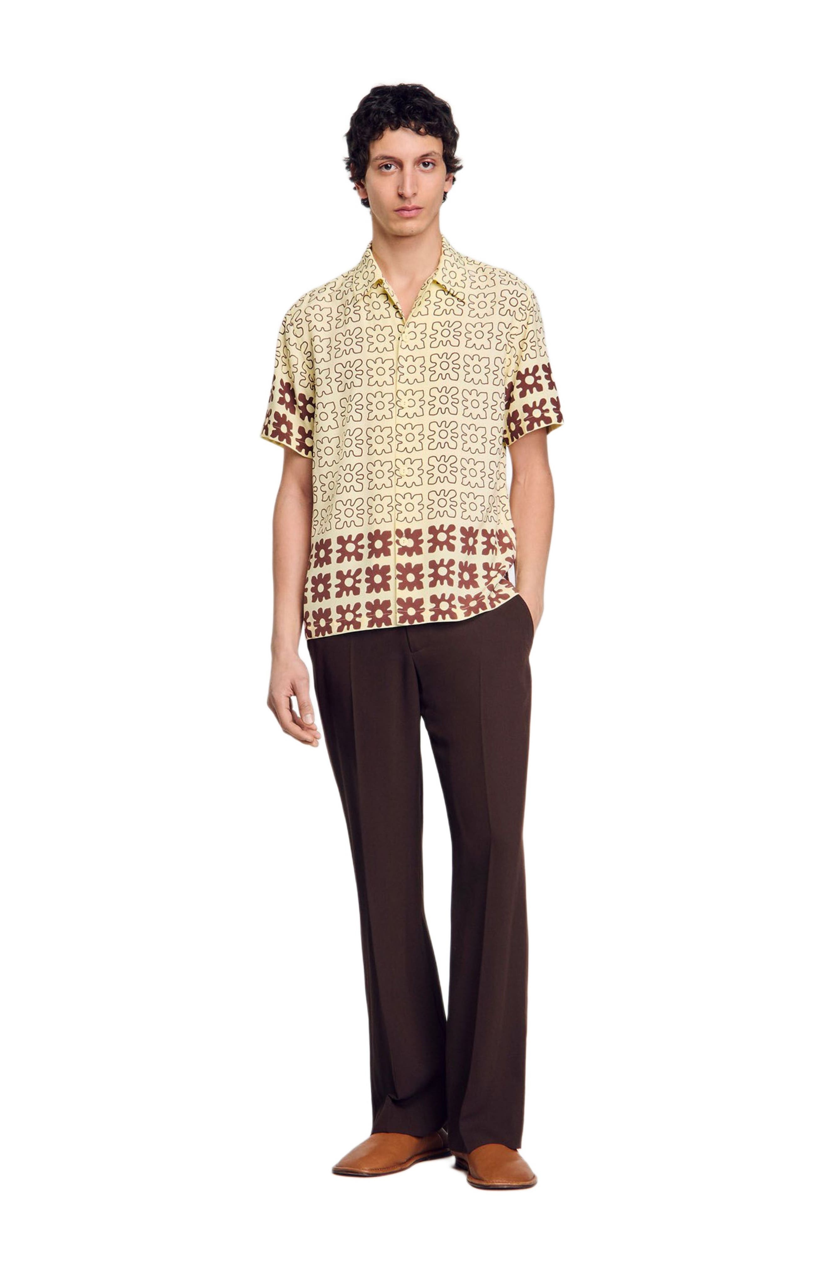 SANDRO Floral motif shirt in Oats at Nordstrom - 6