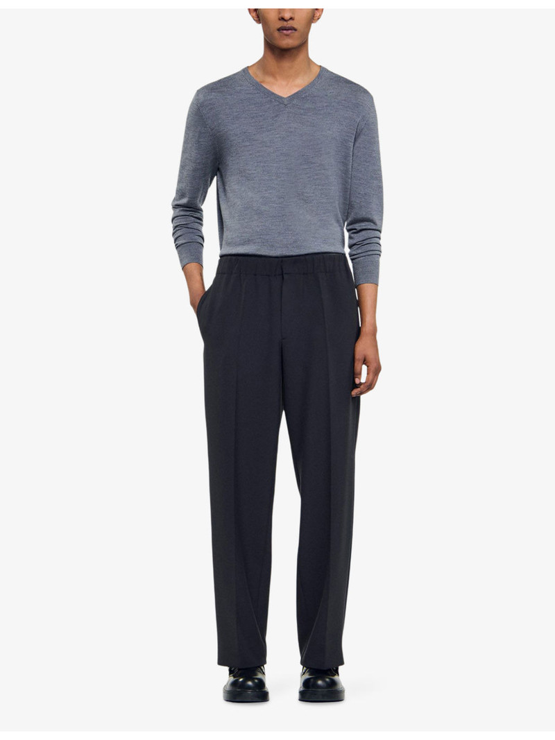 Sandro Elasticated-waist wide-leg stretch-woven trousers outlook