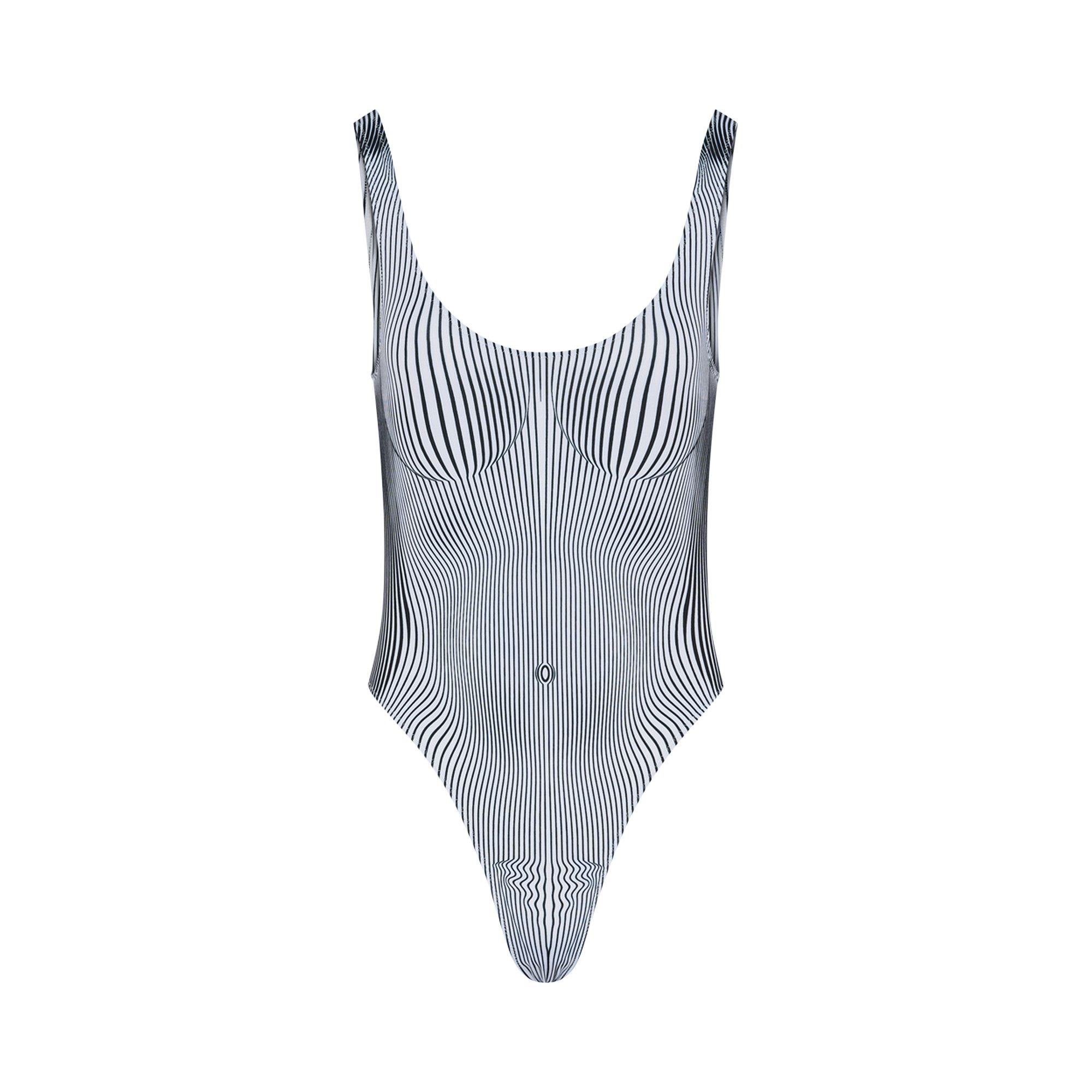 Jean Paul Gaultier Pinstripe Body Morphing One Piece 'White/Black' - 1