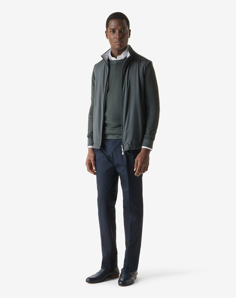 CORNELIANI Blue one-pleat stretch cotton gabardine trousers outlook