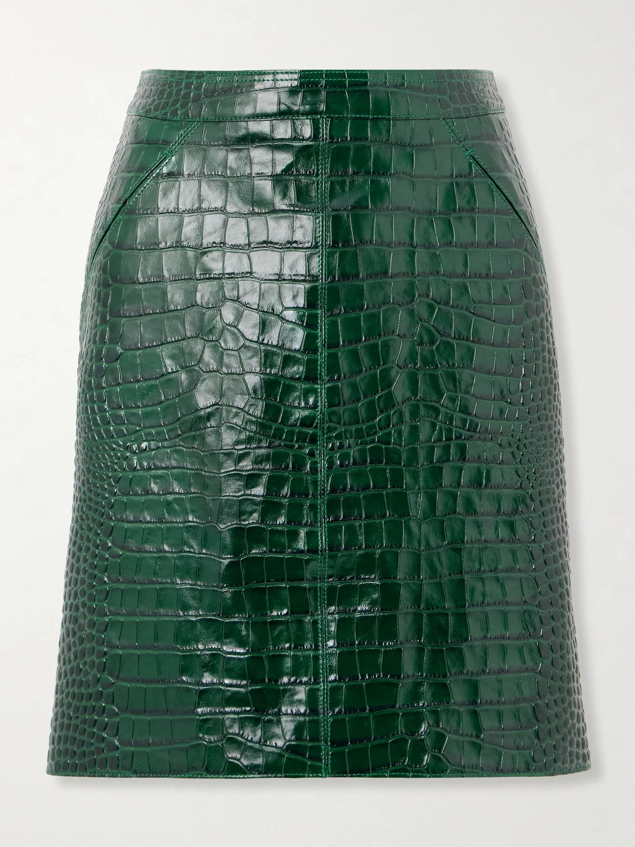 Croc-effect Leather Skirt - 1