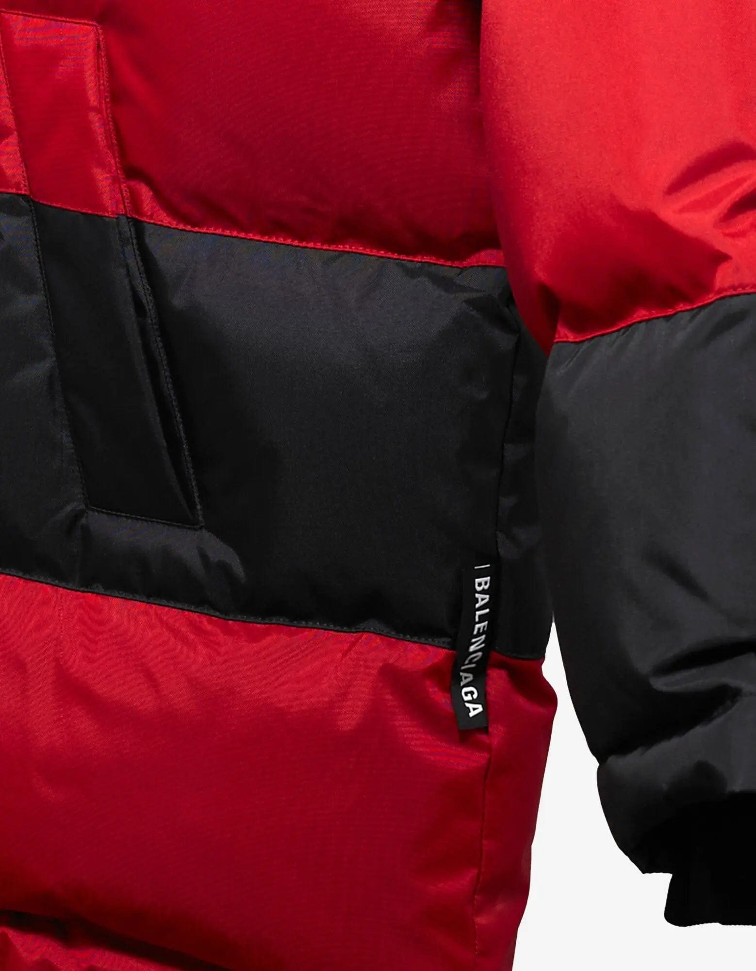 Balenciaga Red & Black Stripe Down Coat - 5