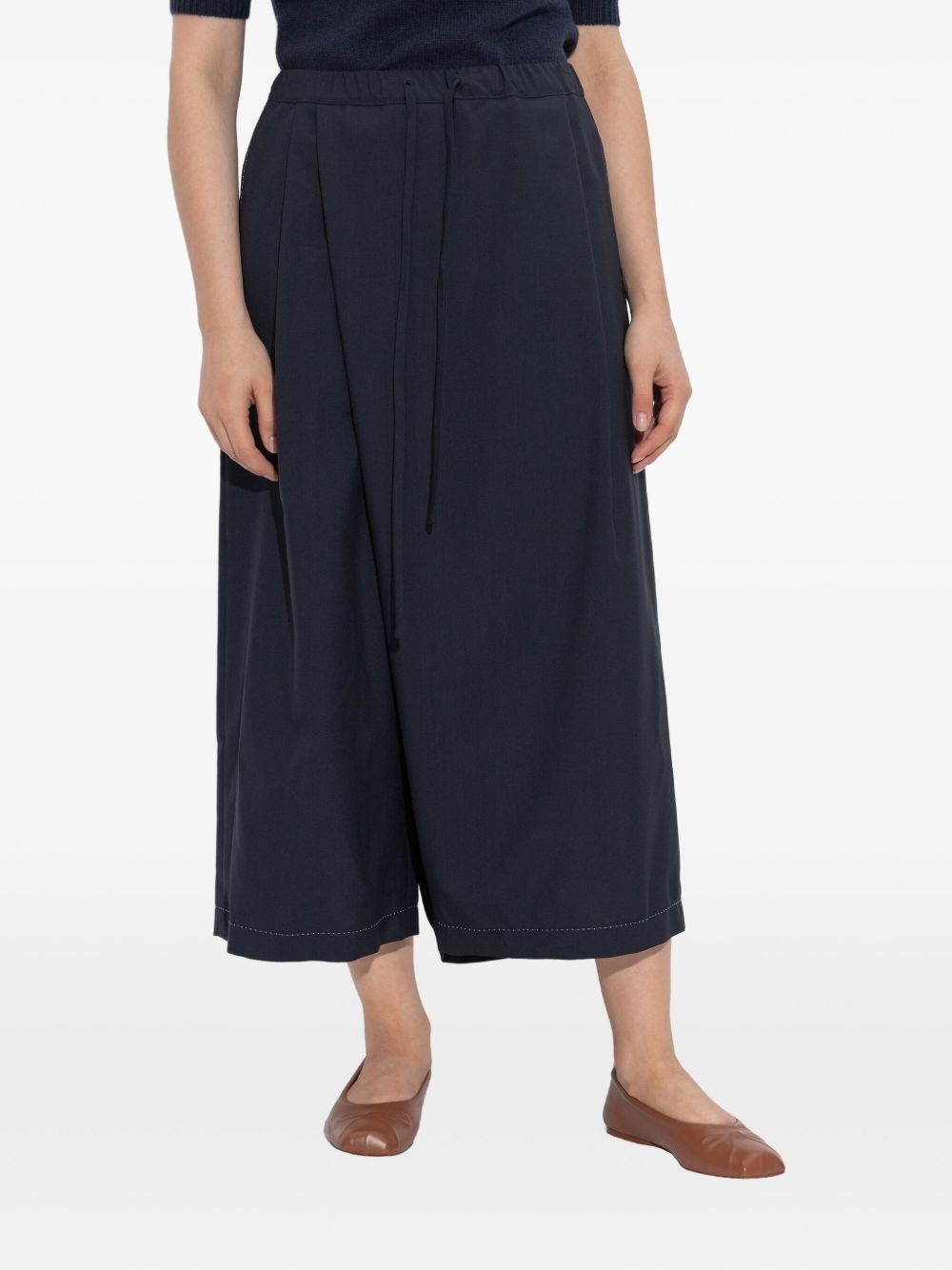 pleated drawstring cropped trousers - 3