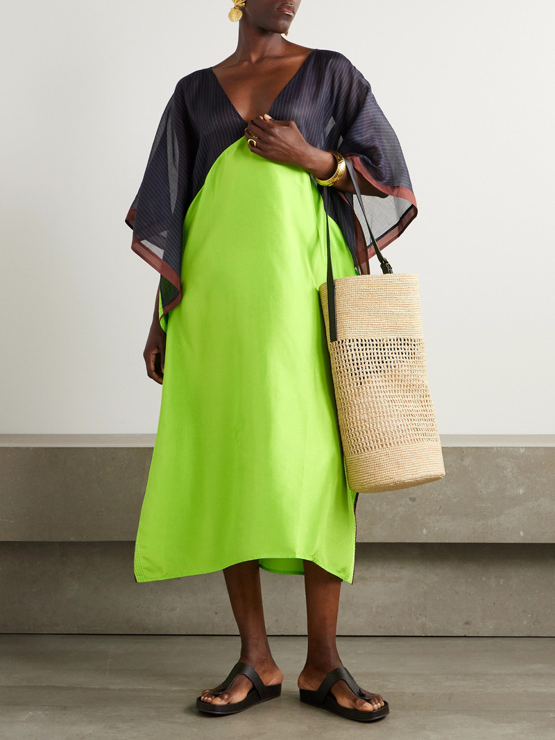 TORY BURCH Striped Cotton-voile And Silk-satin Kaftan outlook