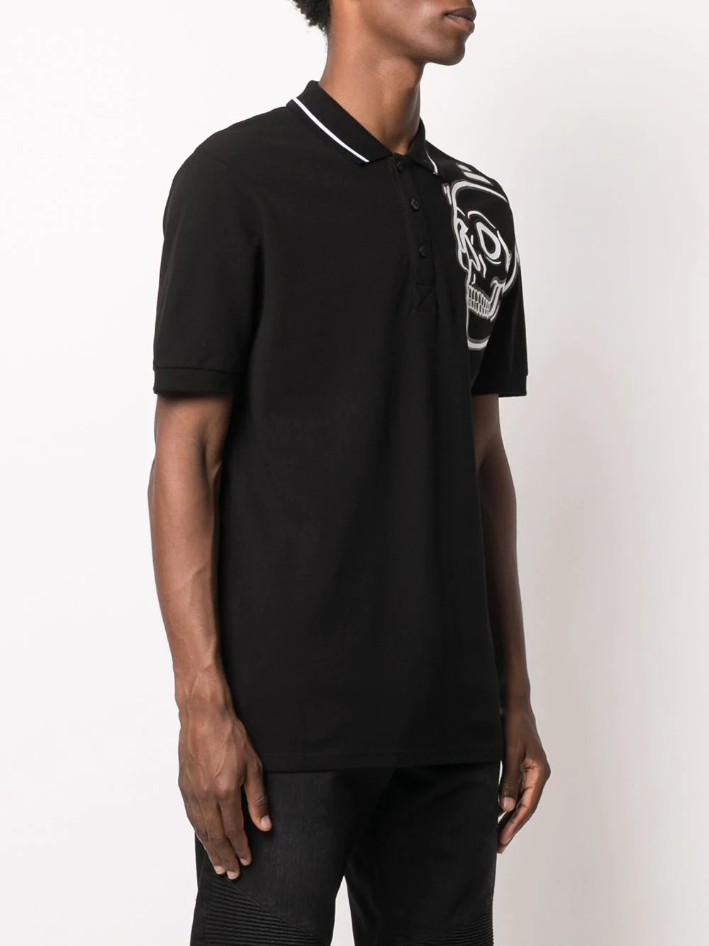 Outline Skull short-sleeved polo shirt  - 3