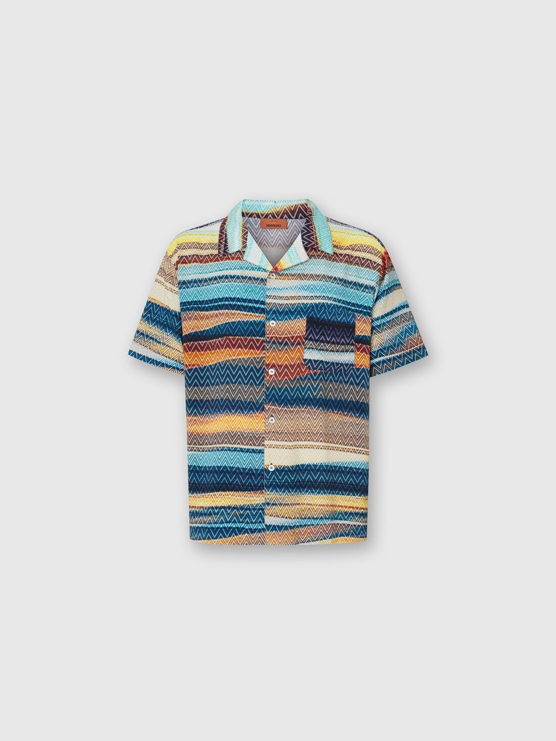 Bowling shirt with gradient zig zag print and breast pocket - 1