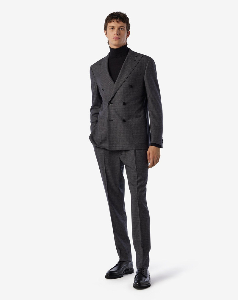 CORNELIANI Grey wool suit with micro-pattern outlook