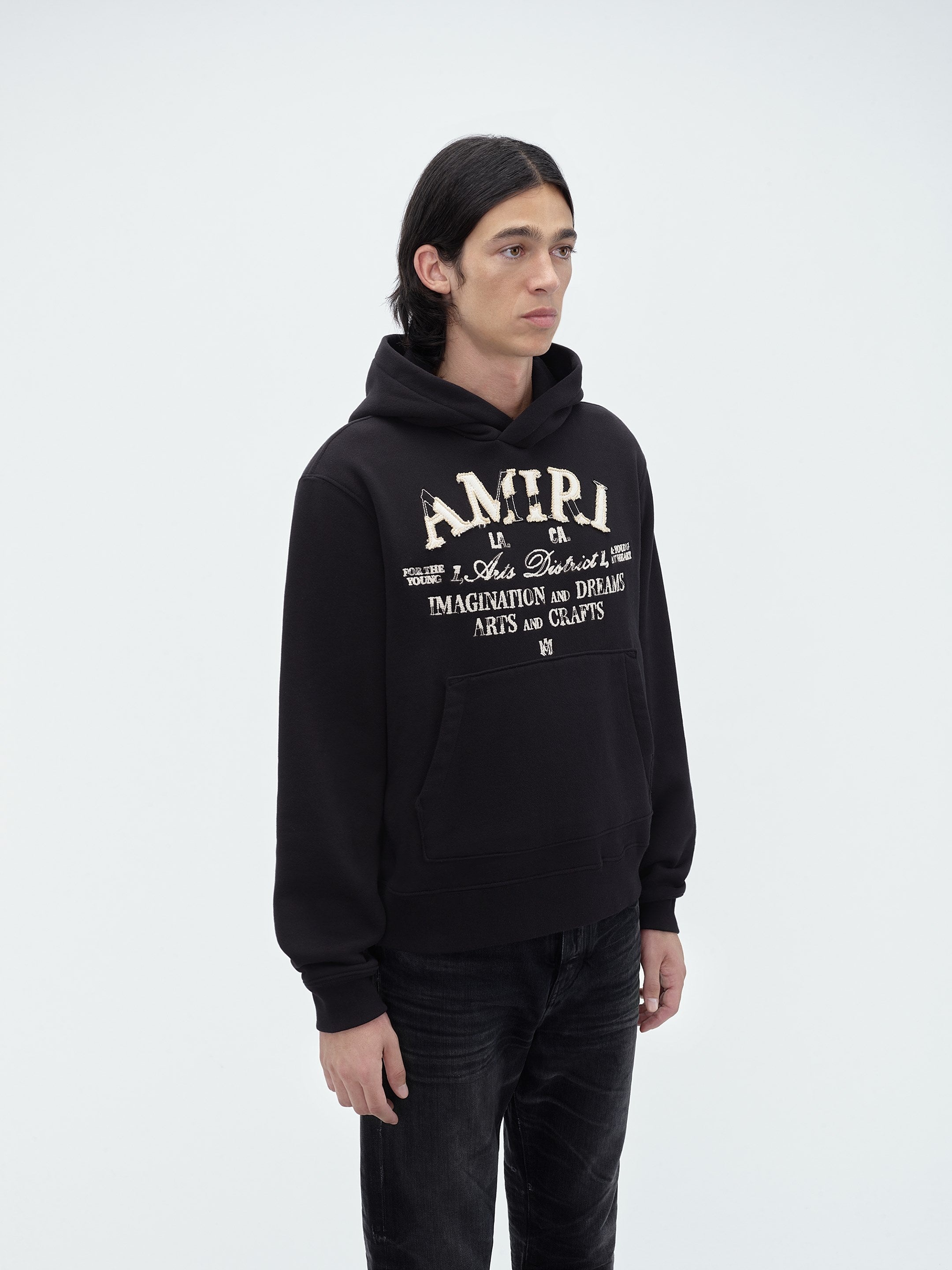 2024 AMIRI MA スウェットパーカー アミリ ARTS DISTRICT HOODIE AMIRI Men's Distressed Arts District Hoodie in Black Amiri