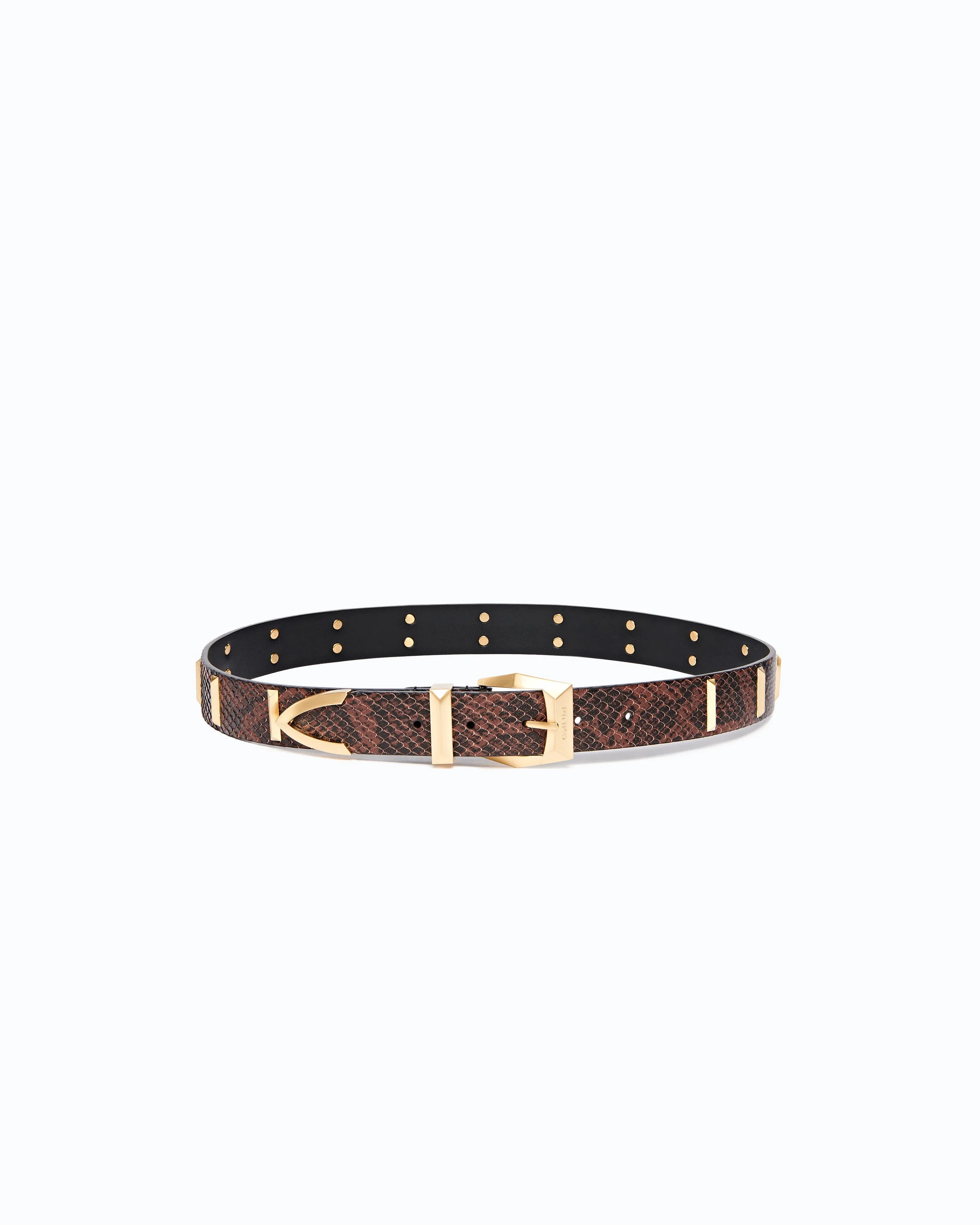 PYTHON-PRINT LEATHER BELT WITH STUDS, 3 CM - 1