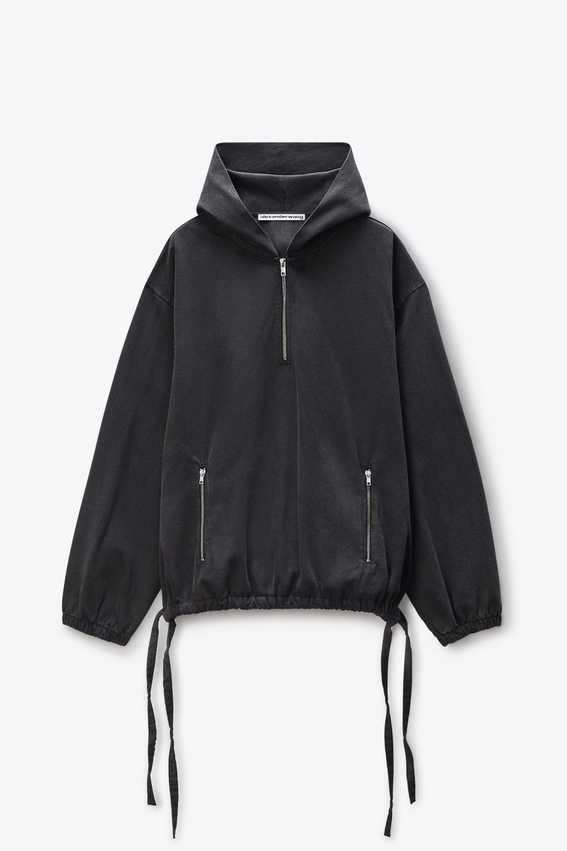 Grey Half-Zip Cotton Hoodie 1
