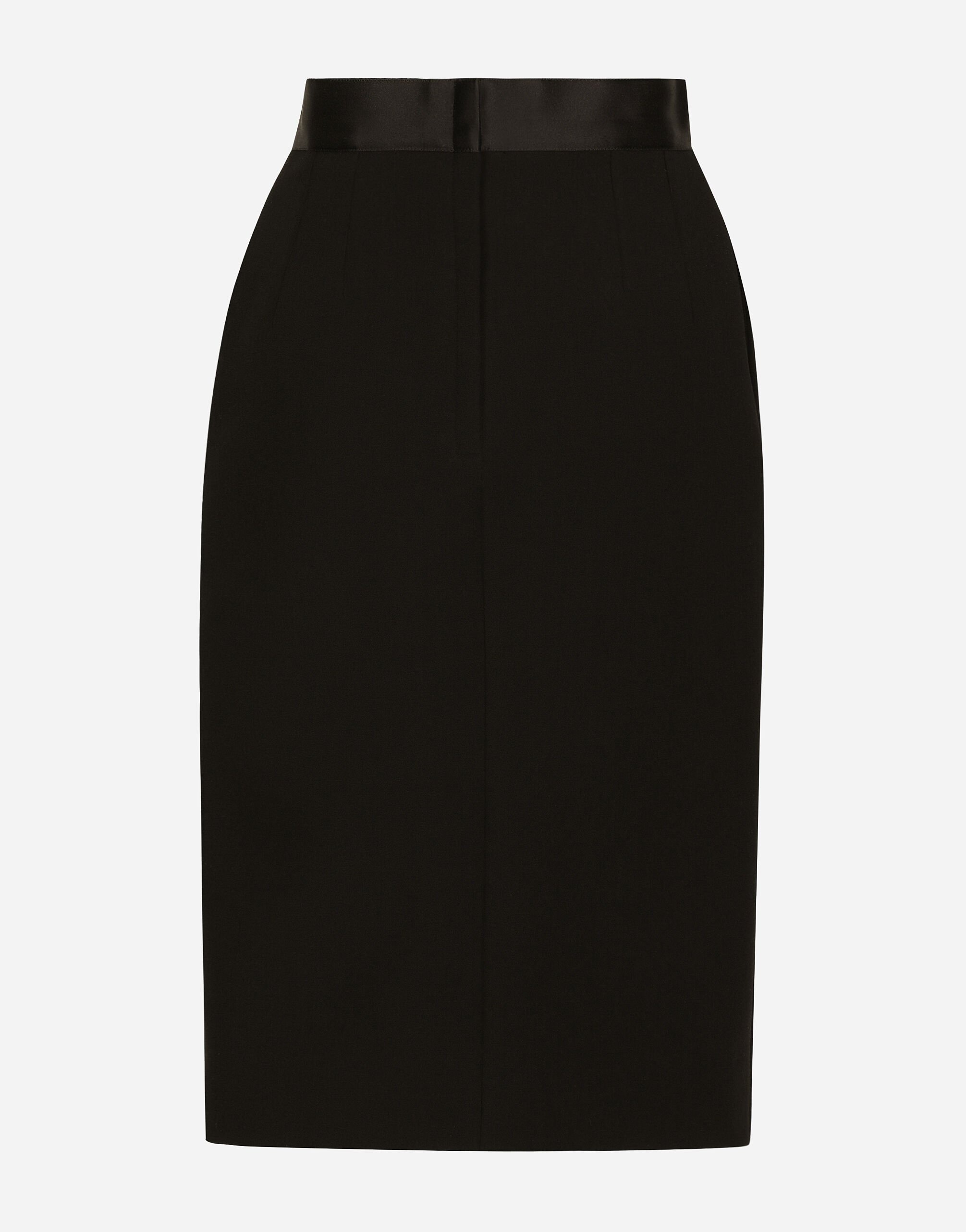 Wool midi pencil skirt with satin waistband - 2