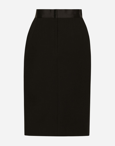 Dolce & Gabbana Wool midi pencil skirt with satin waistband outlook