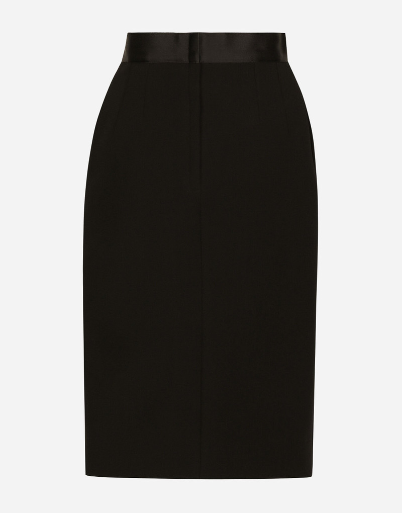 Dolce & Gabbana Wool midi pencil skirt with satin waistband outlook
