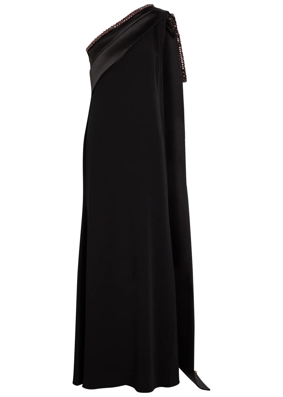 Roland Mouret Bow Crystal-embellished Satin and Crepe Gown - 1